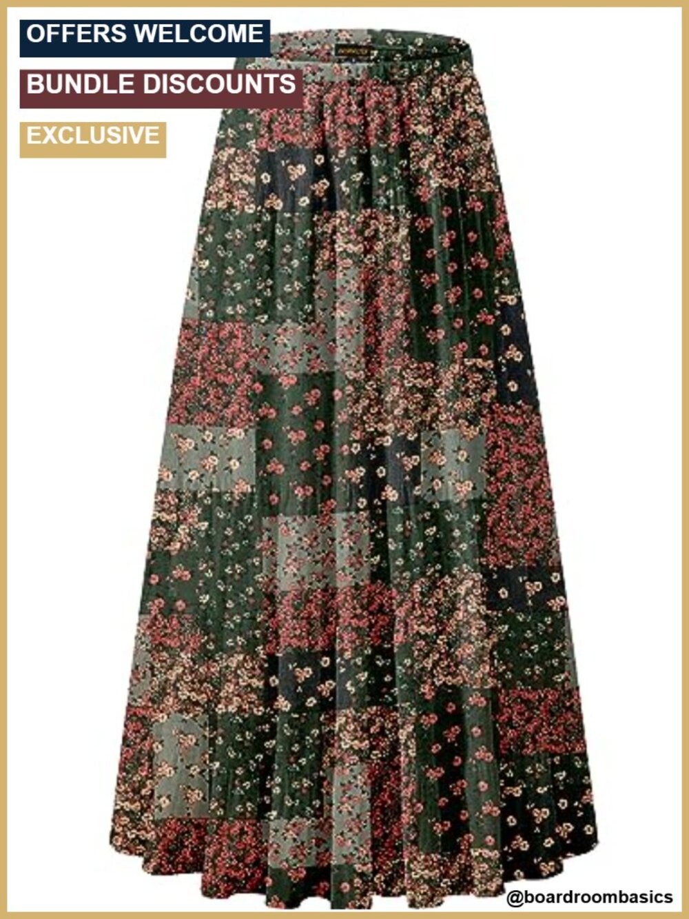 Women's Chiffon Elastic High Waist Pleated A-Line Maxi Skirts